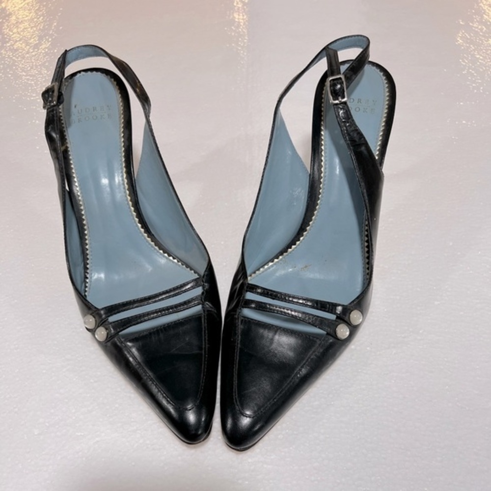 Audrey‎ Brooke Size 8M Black Strap 3” Heel Shoe
